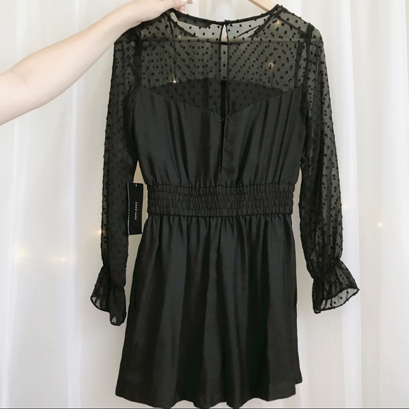 Zara Black Dotted Mesh Romper - Picture 5 of 6